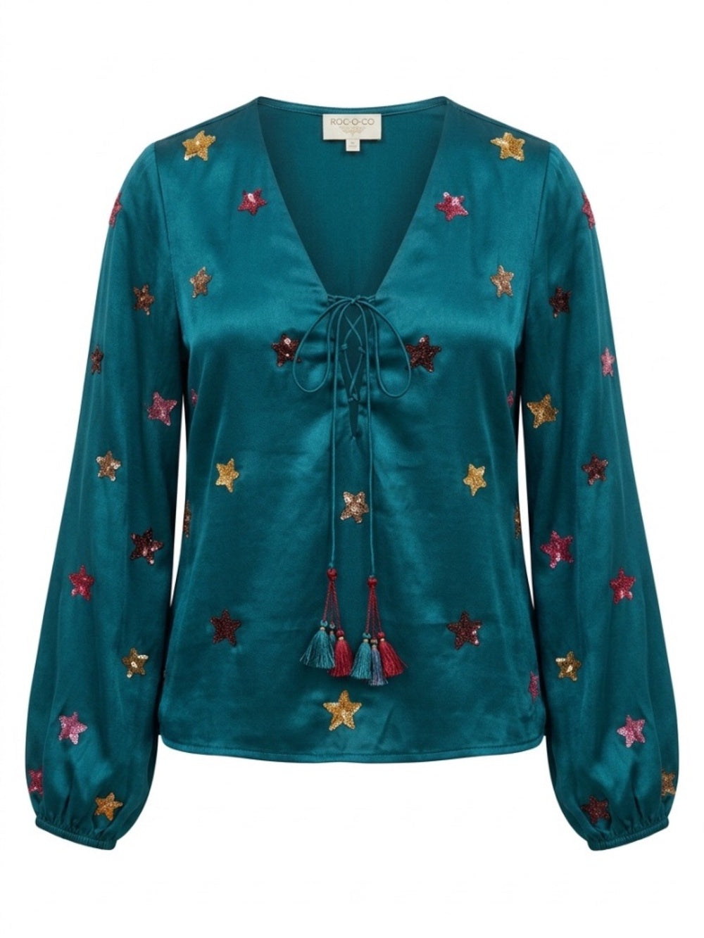 Rococo Sand sequin stars silk blouse - size M - Image 1