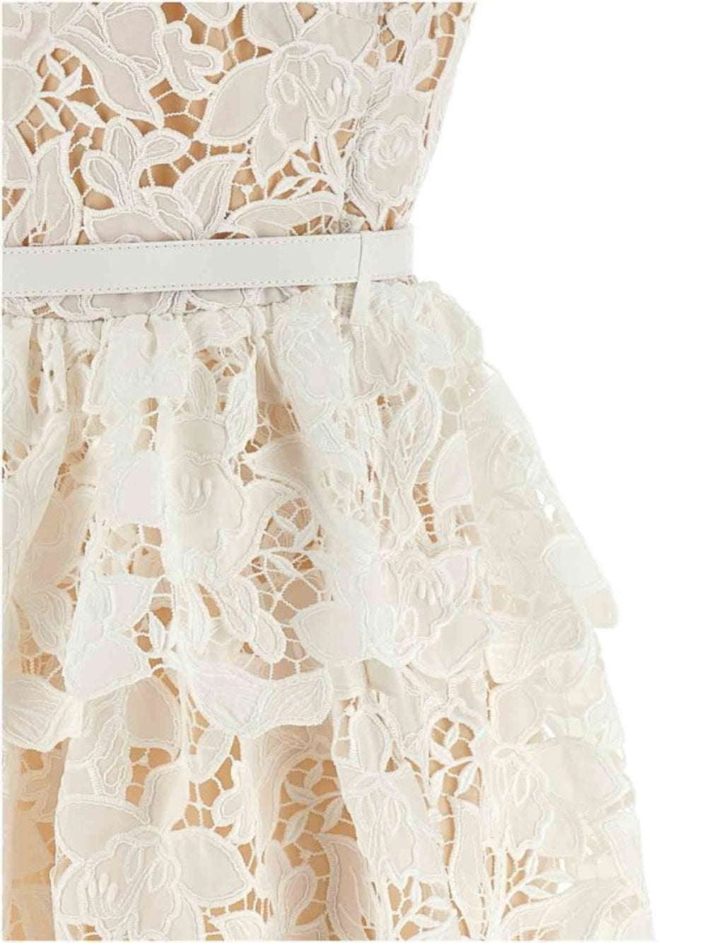 Self-Portrait White Lace Tiered Mini Dress - size 8 - Image 4