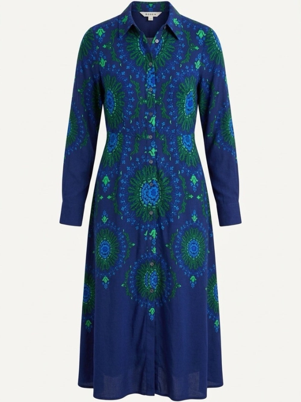 BODEN Kate Midi Shirt Dress French Navy, Artizian Geo Women - size 4 - Image 1