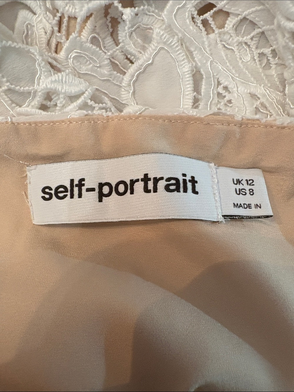 Self-Portrait White Lace Tiered Mini Dress - size 8 - Image 7