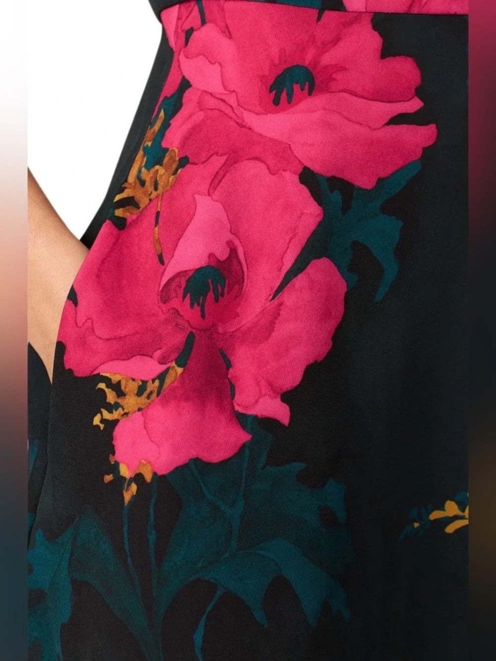 Black Halo Black and Pink Floral Print Kaitlyn Mini Dress - size 4 - Image 2