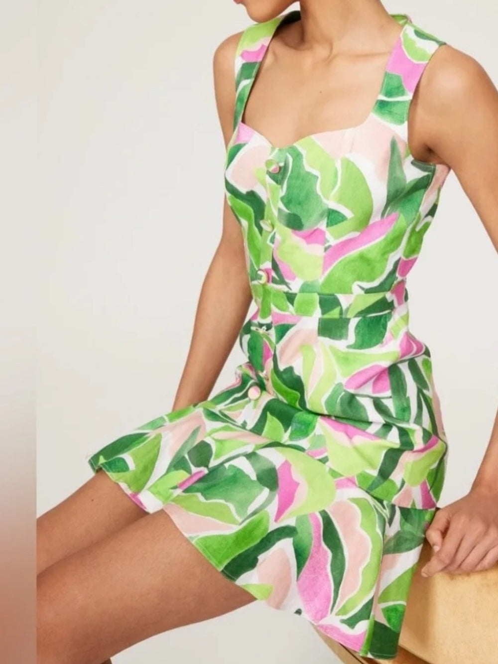 Milly Nile Floral Fit & Flare Linen Blend Dress - size 6 - Image 2