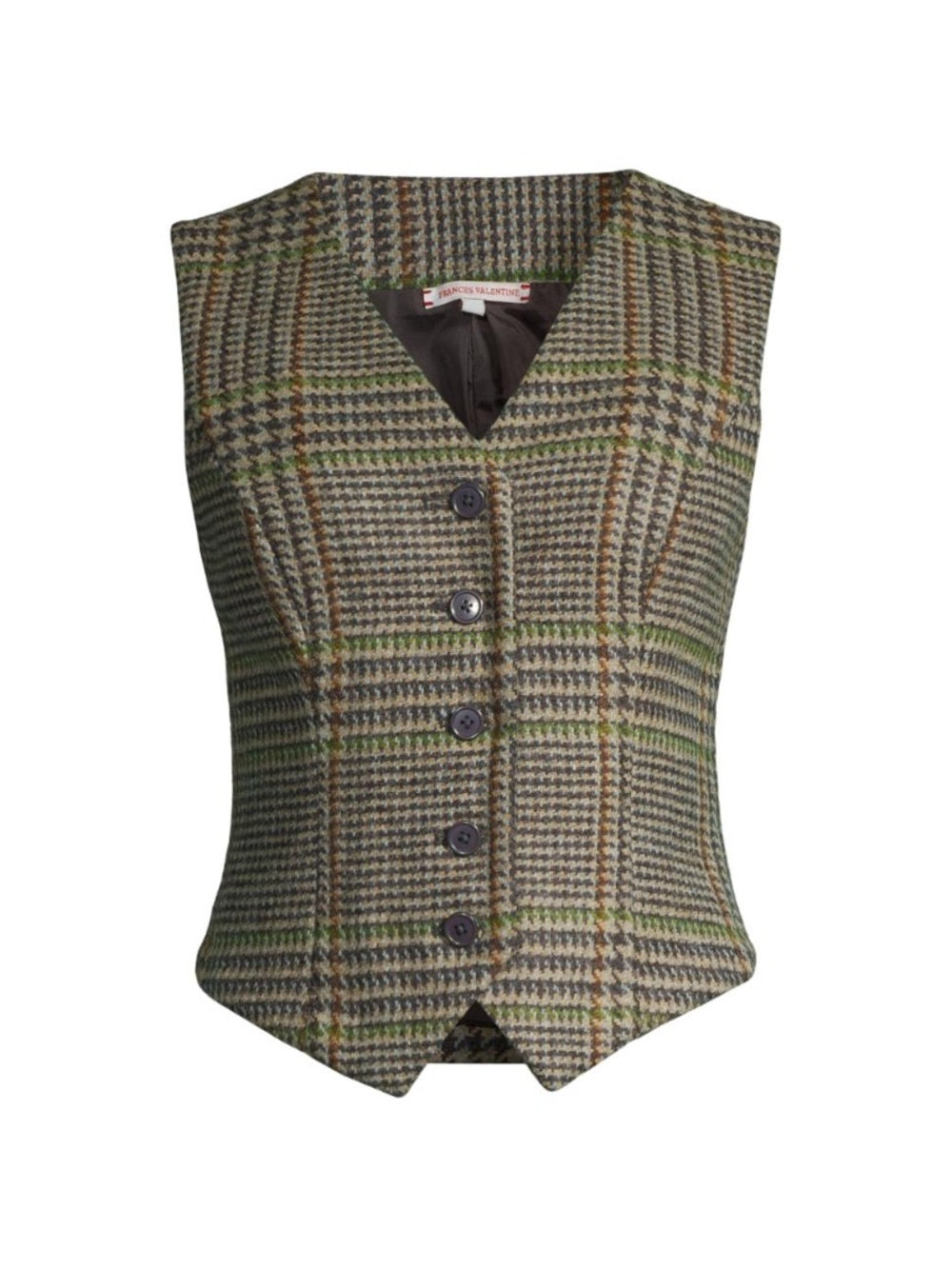 FRANCES VALENTINE Devyn Leeds Houndstooth Vest In Brown Multi - size XS - Image 1