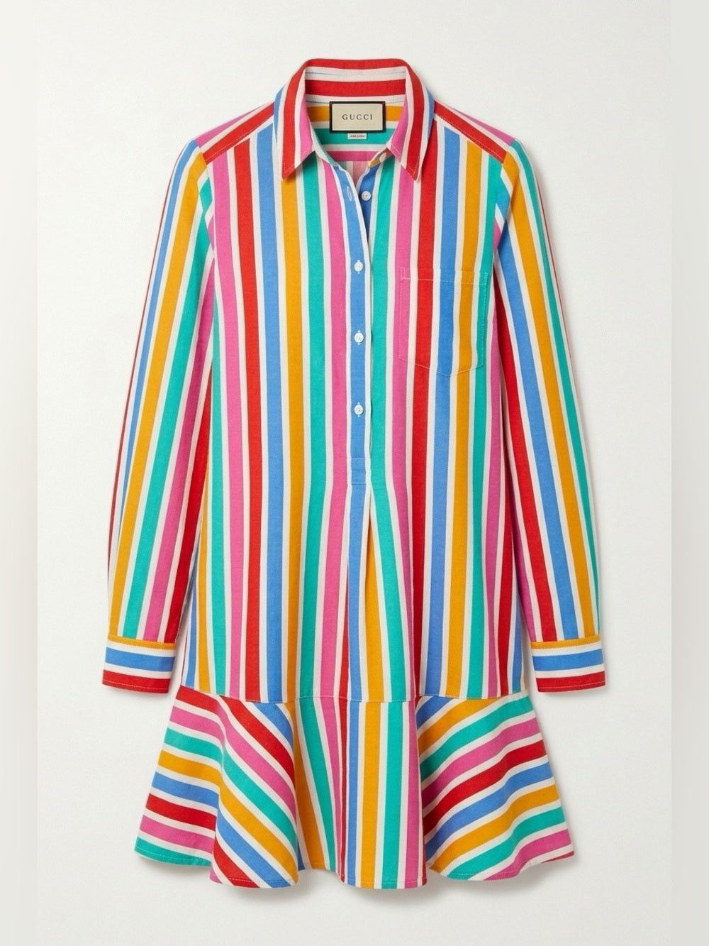 Tuckernuck Multi Color Stripe Ruffle Hem Mini Shirtdress Linen Blend - size XS - Image 1
