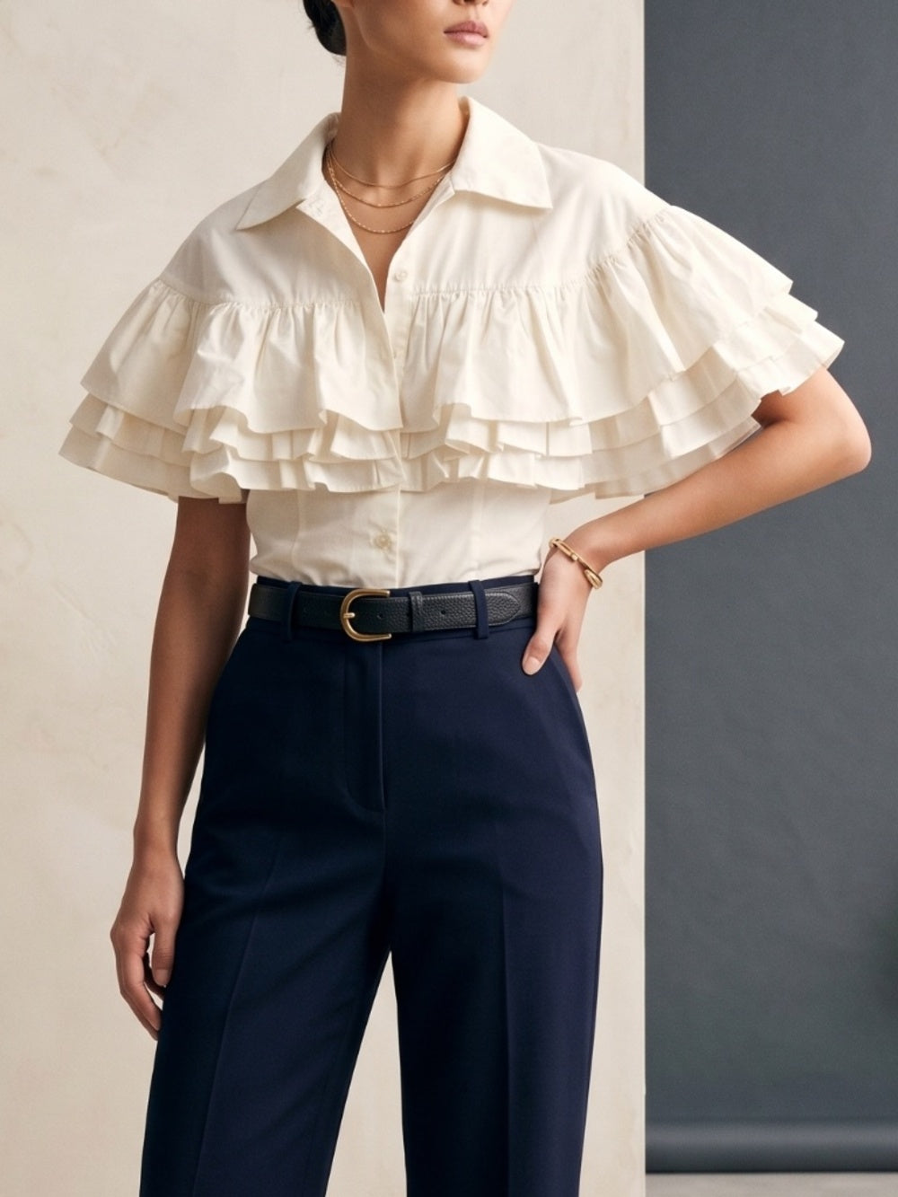 AlEXIS Cotton Style Ruffle Button Up Blouse - XS 🌟 - Image 1