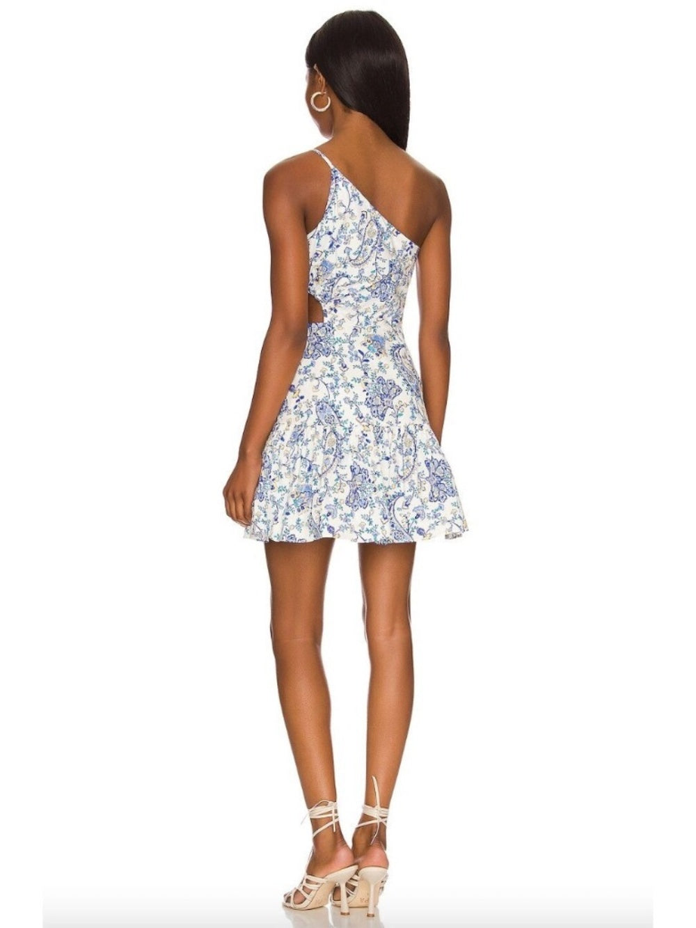 Milly Brinlee Paisley Asymmetric Side Cut Out Mini Dress - size 6 - Image 3
