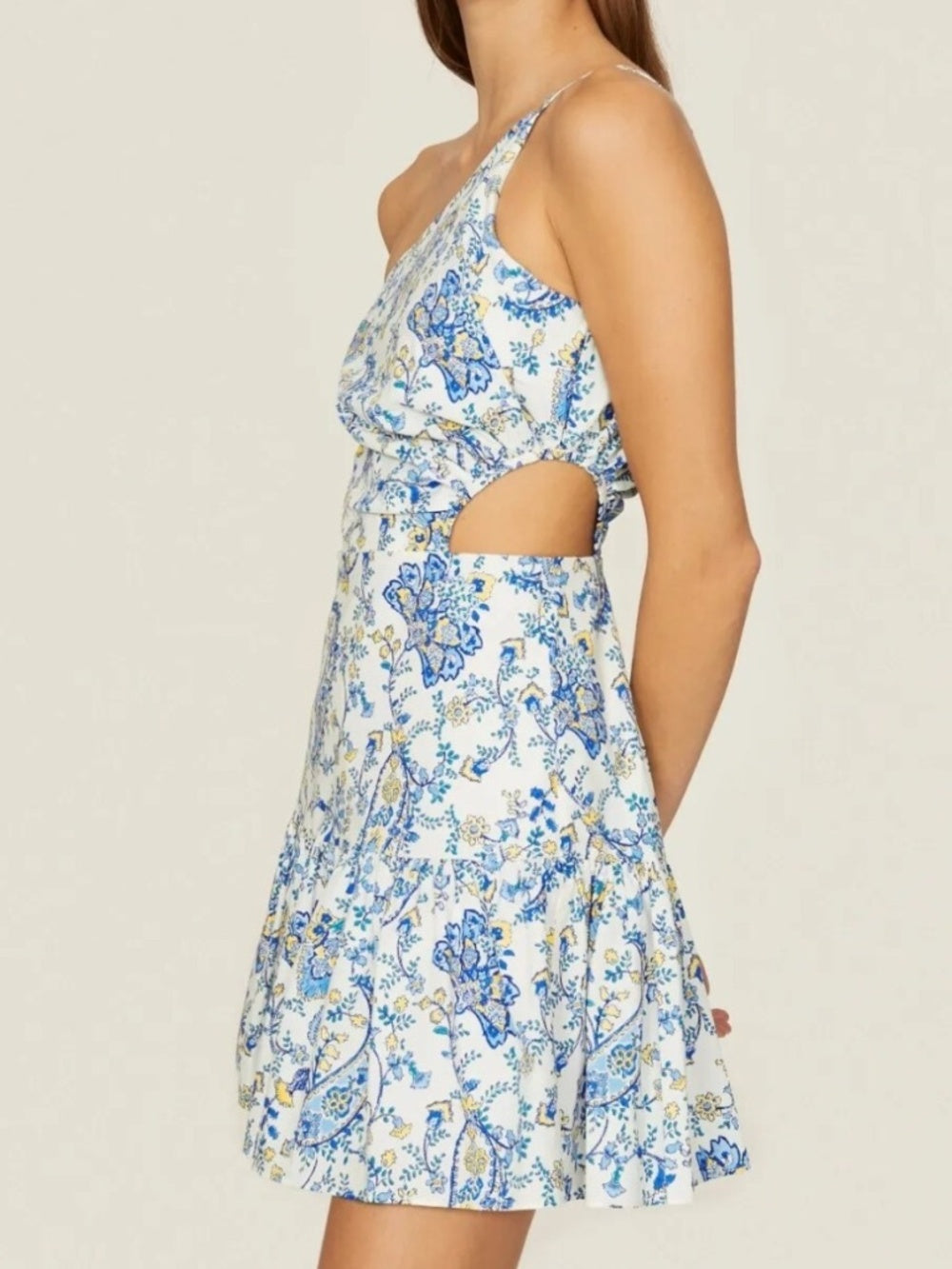 Milly Brinlee Paisley Asymmetric Side Cut Out Mini Dress - size 6 - Image 5