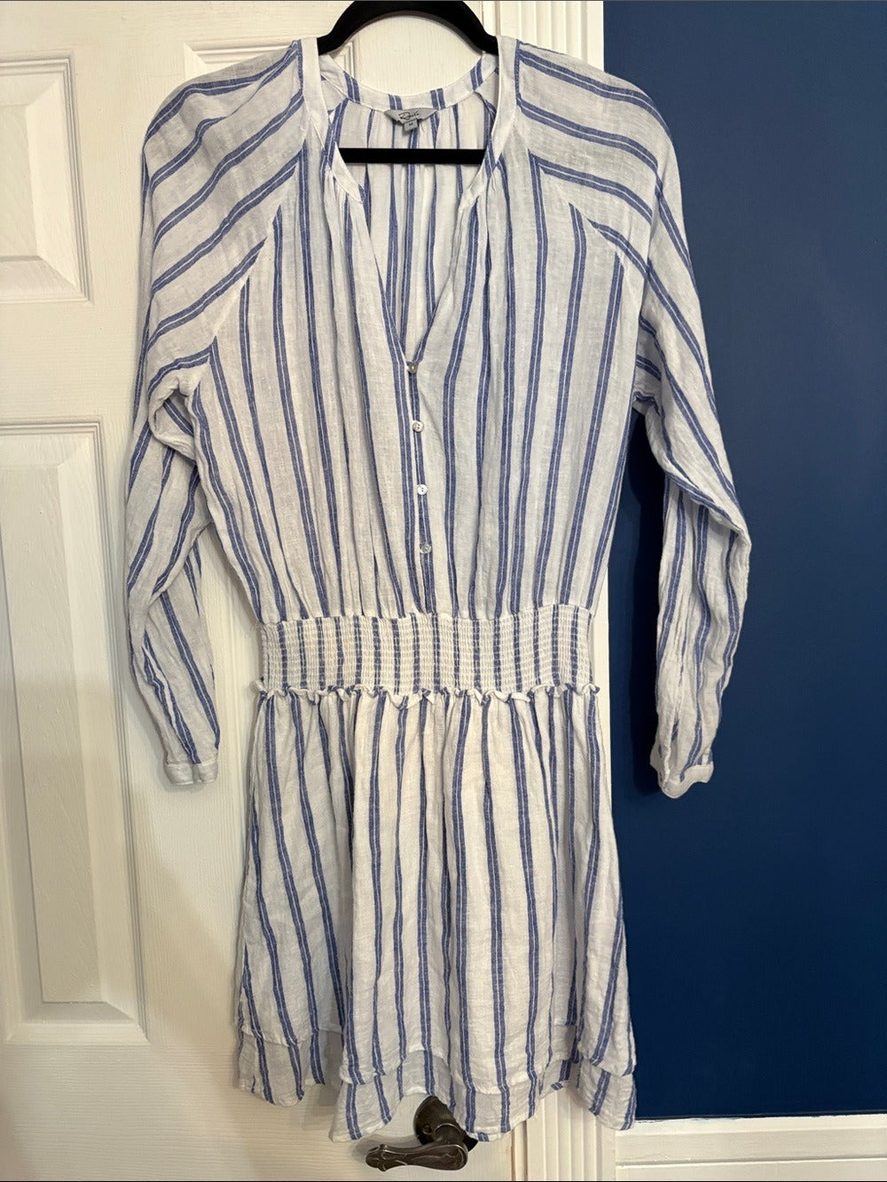 Rails Jasmine Dress Rhone Strip Long Sleeve Linen Blend - size M - Image 5