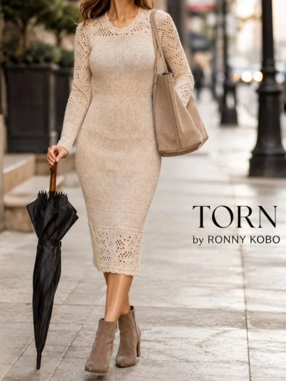TORN BY RONNY KOBO Celeste Dress Open Knit Midi Dress - size M 🌟 - Image 2