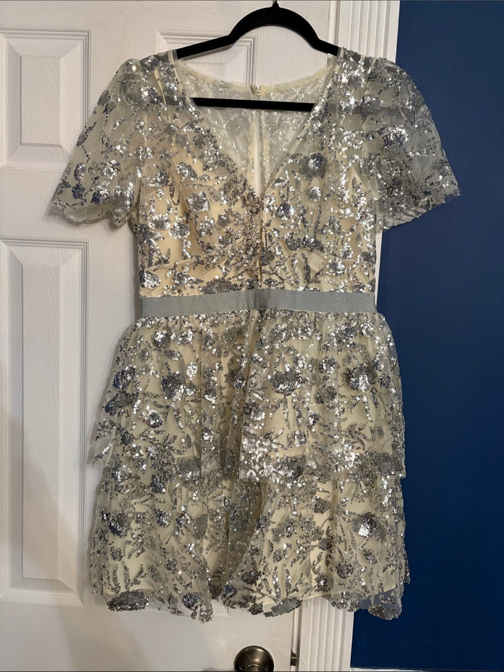 Self-Portrait sequined tiered minidress -size 8 🌟 - Image 7