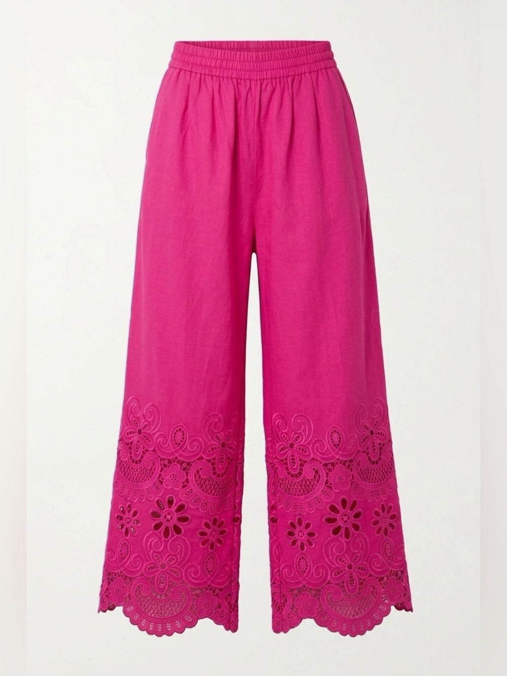 VALENTINO GARAVANI Broderie anglaise silk-twill straight-leg pants - size 36 🌟 - Image 1