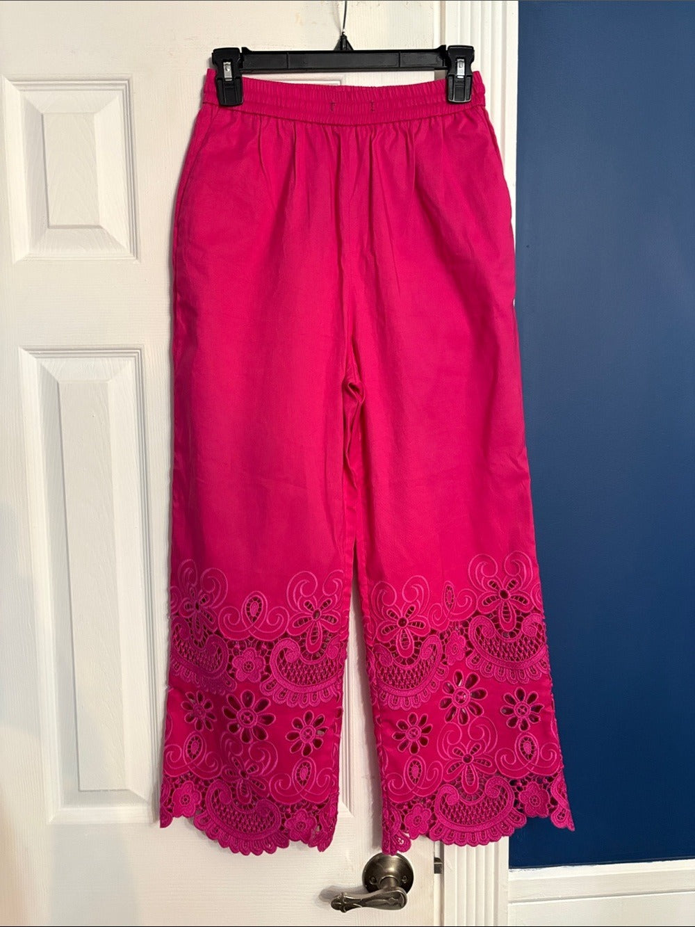 VALENTINO GARAVANI Broderie anglaise silk-twill straight-leg pants - size 36 🌟 - Image 4