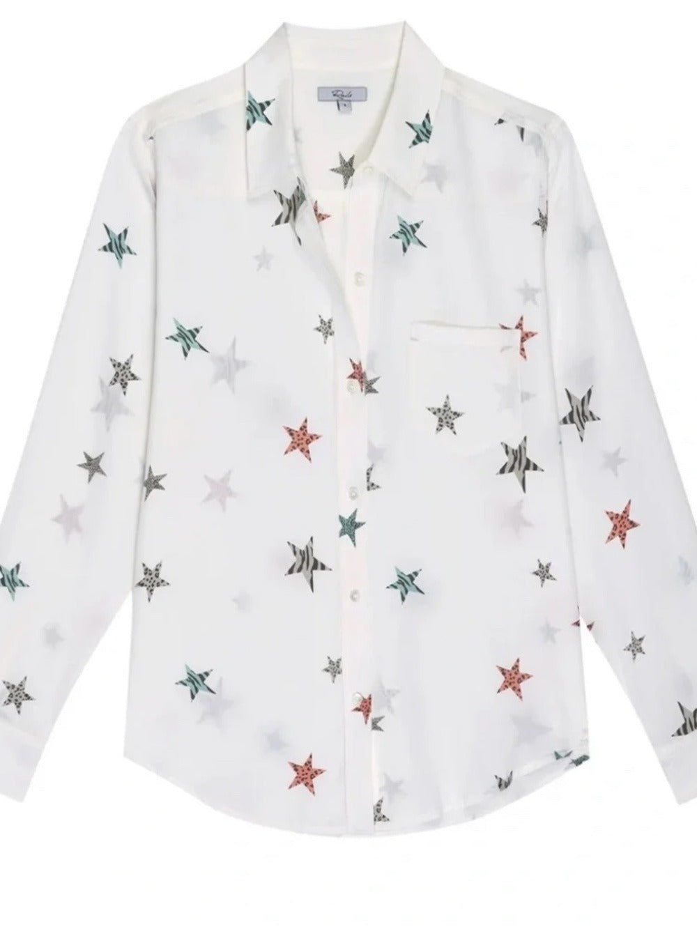 RAILS Kate Silk Button-Up Shirt in Ivory Animal Stars - size small - Image 1