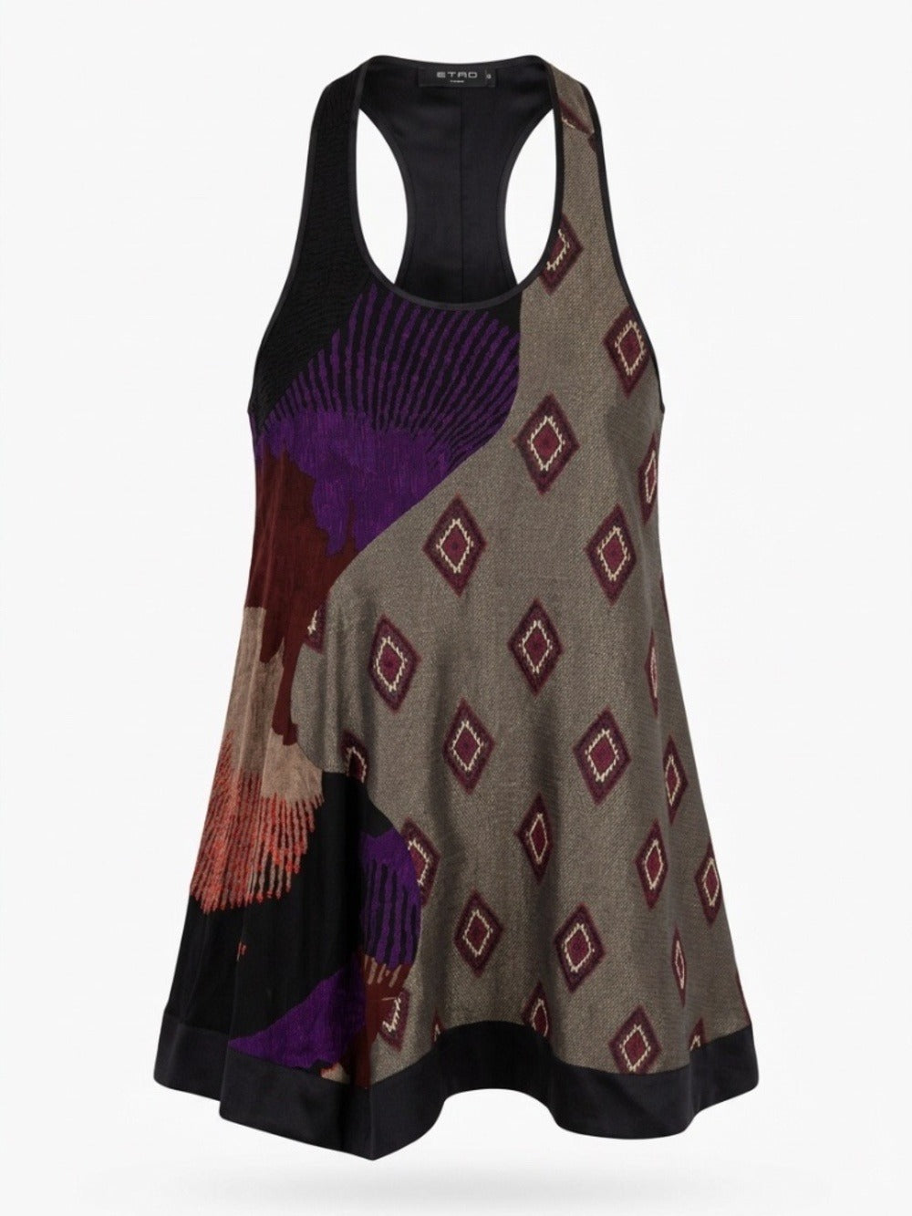 Etro mix print asymmetrical mini dress - size 38 (small) - Image 1