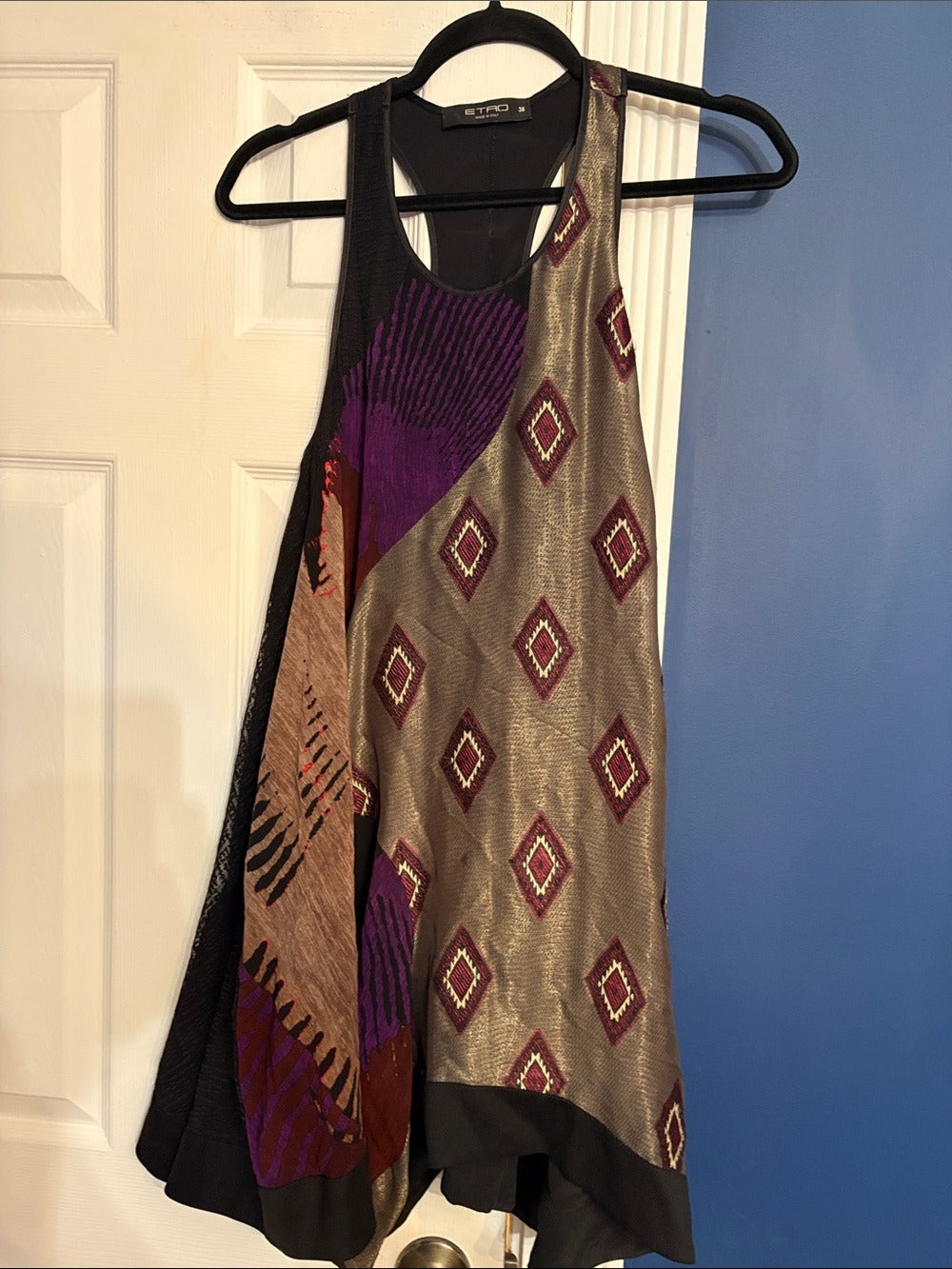 Etro mix print asymmetrical mini dress - size 38 (small) - Image 4