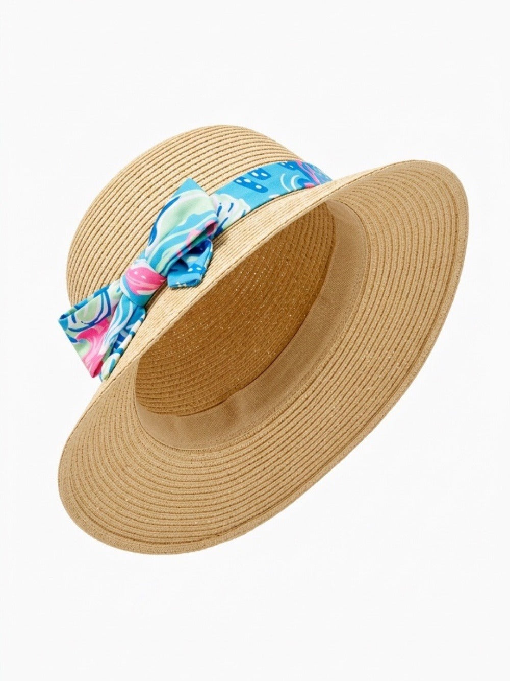 Straw hat with tropical ribbon - Image 1