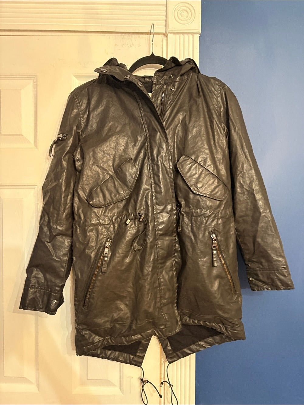 SAM. Womens Front Zip Hooded Fox Coated parka - size XS - Image 4