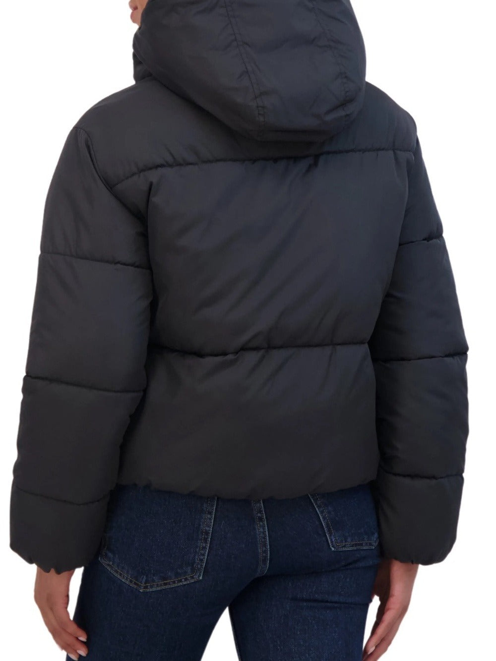 Sebby Women's Short Hooded Puffer Jacket - Black - size M - NEW - Image 2