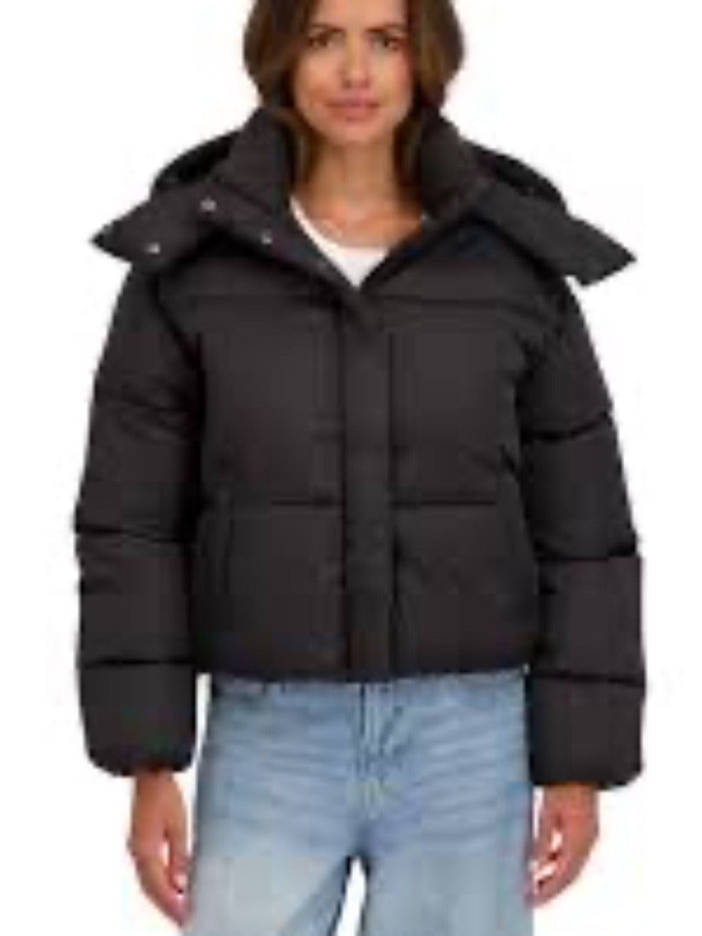 Sebby Women's Short Hooded Puffer Jacket - Black - size M - NEW - Image 3