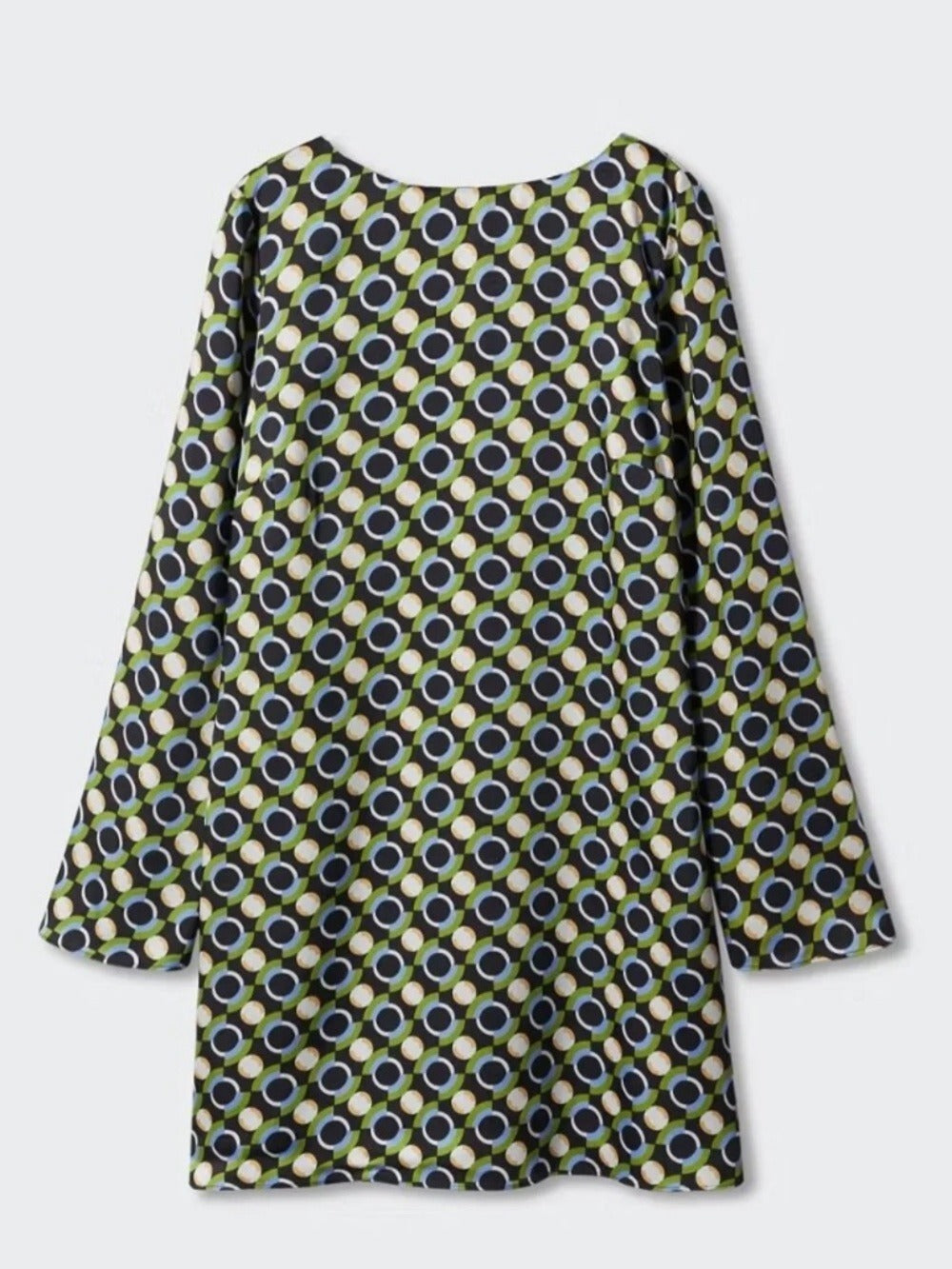 Mango Retro 70s Geometric Printed Long Sleeve Mini Dress - size 2 - Image 1