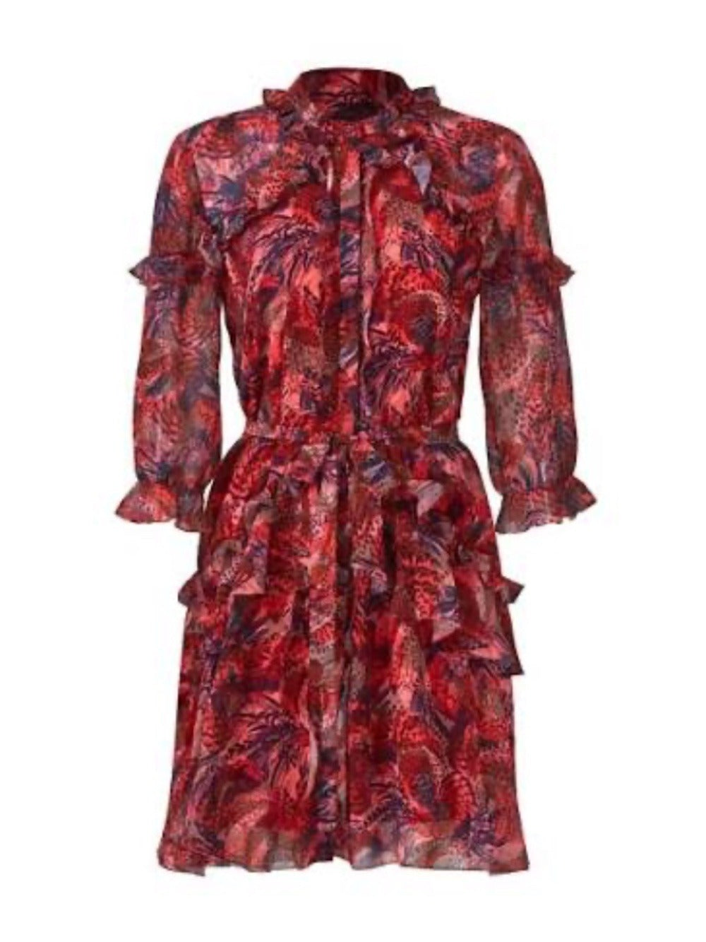 SALONI Red Feather Tilly Ruffle Dress - size 4 - Image 1