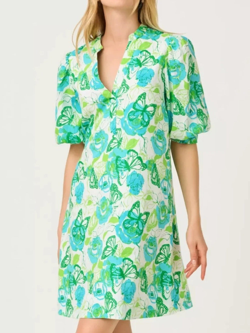 Lilly Pulitzer Mialeigh Linen Monarch Rose Floral Butterfly Tunic Dress - size M - Image 2
