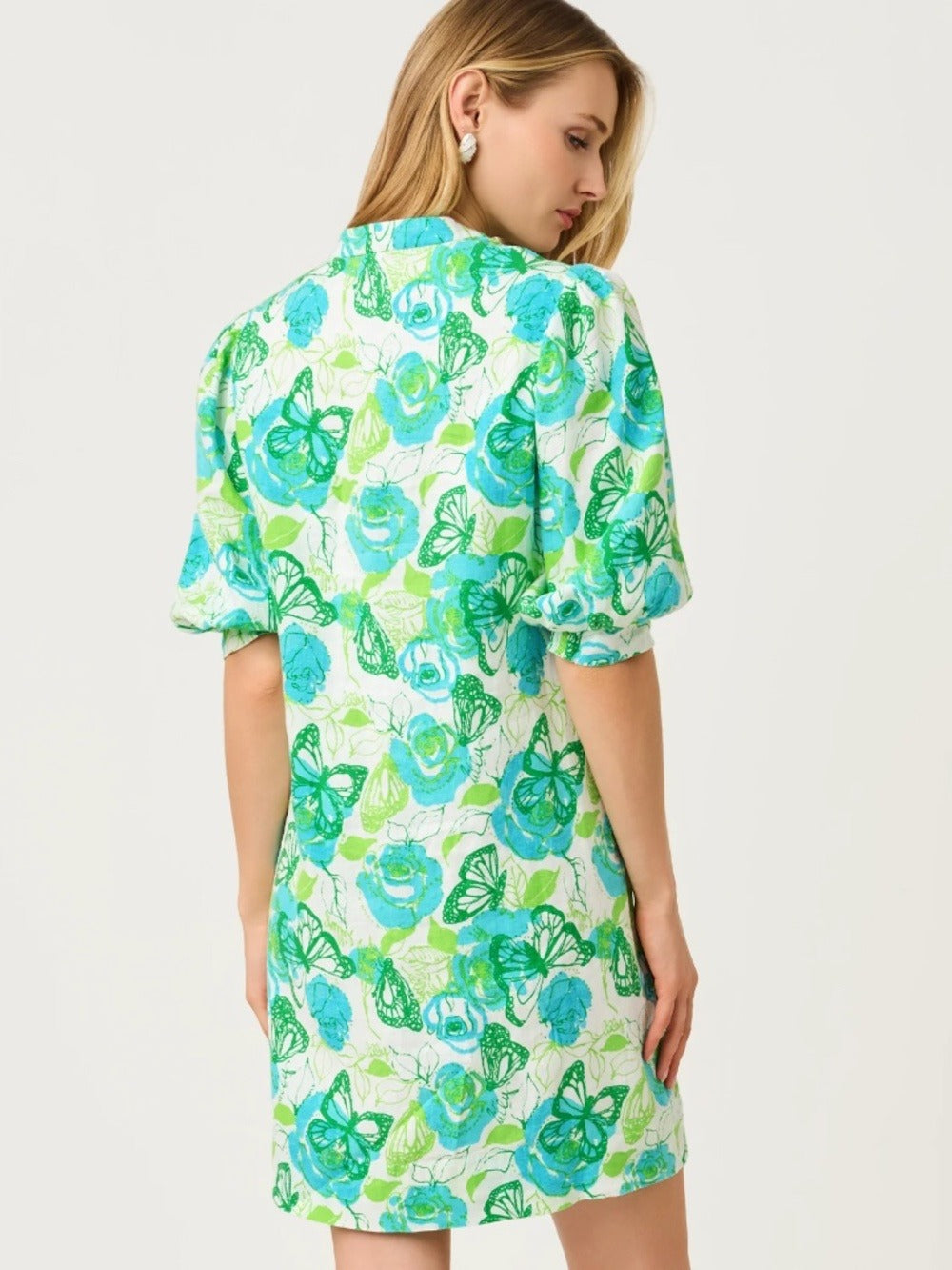 Lilly Pulitzer Mialeigh Linen Monarch Rose Floral Butterfly Tunic Dress - size M - Image 4