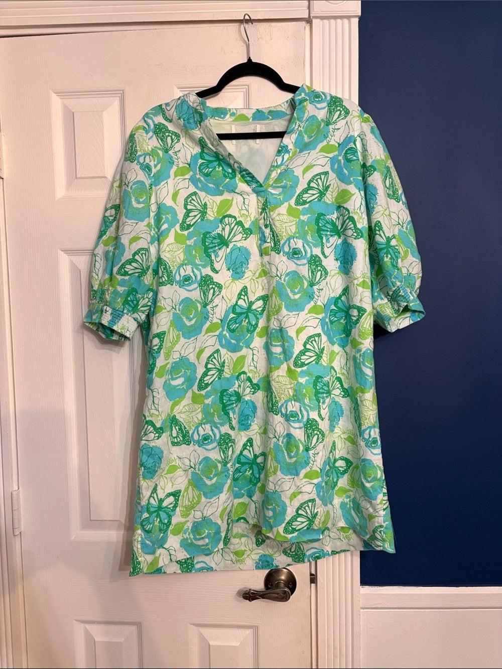 Lilly Pulitzer Mialeigh Linen Monarch Rose Floral Butterfly Tunic Dress - size M - Image 6