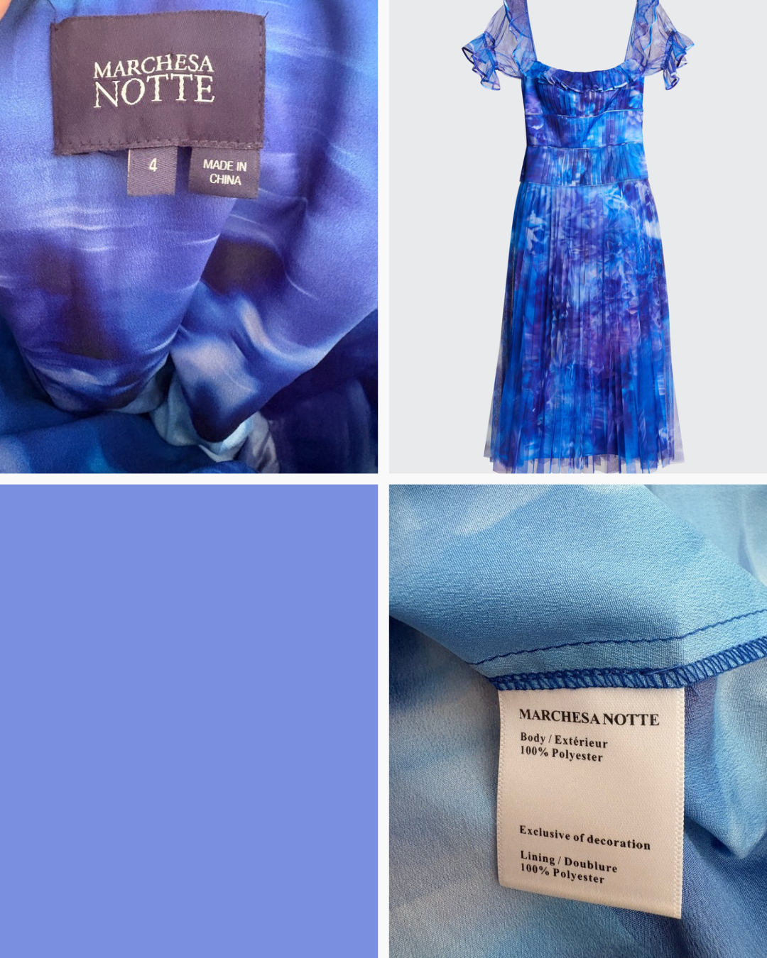 Marchesa Notte Pleated Chiffon Dress - 4 - Image 4