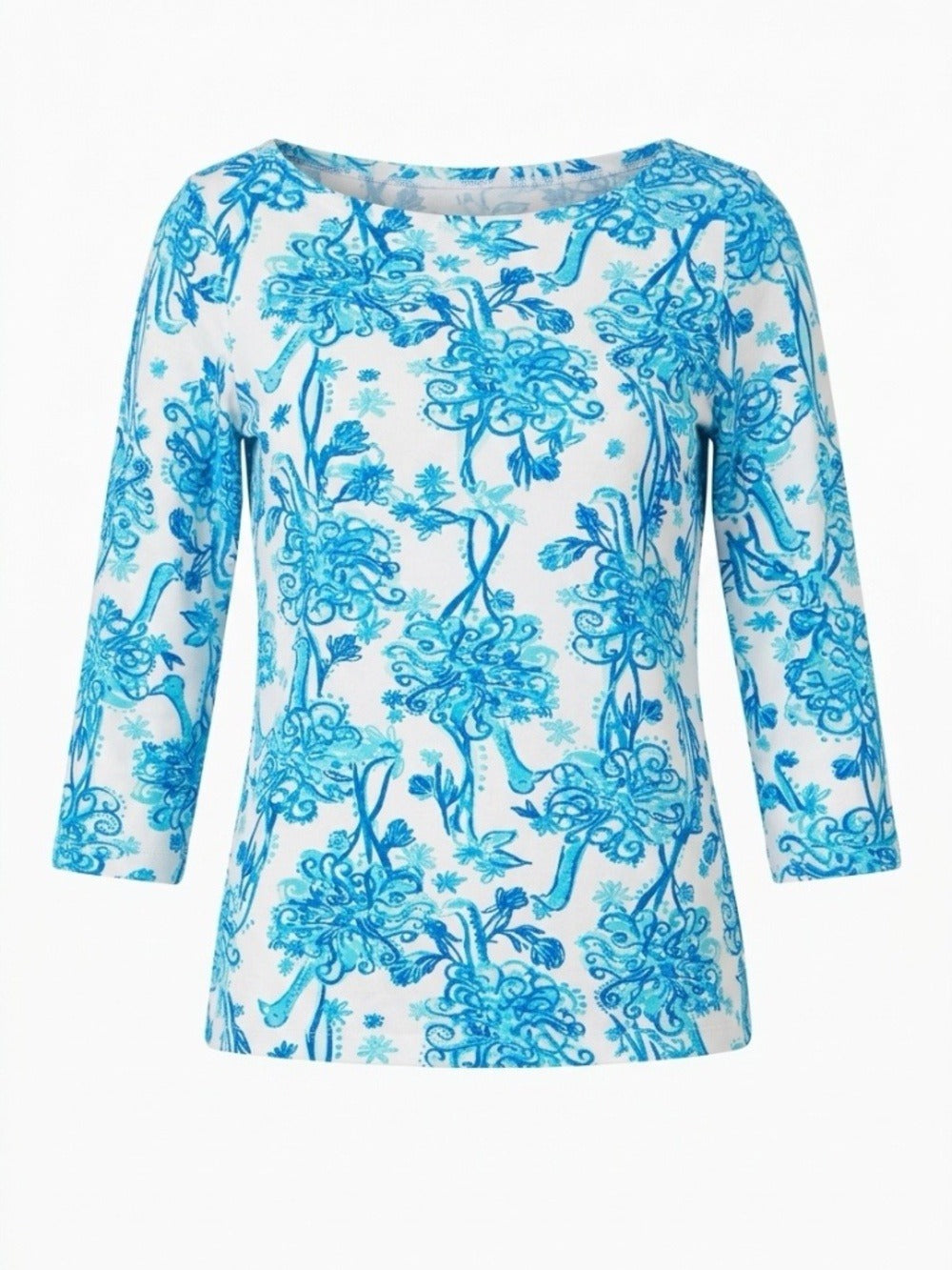Lilly Pulitzer Andie Top Resort White Blue Back It up Ostrich - size XL - Image 1