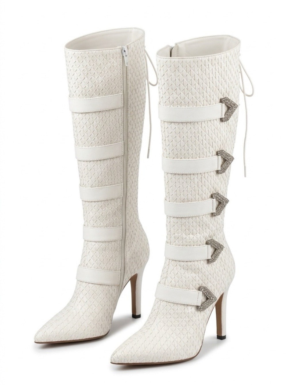 Tara Crystalle white heel boots - size 38 (US 8) 🌟 - Image 1