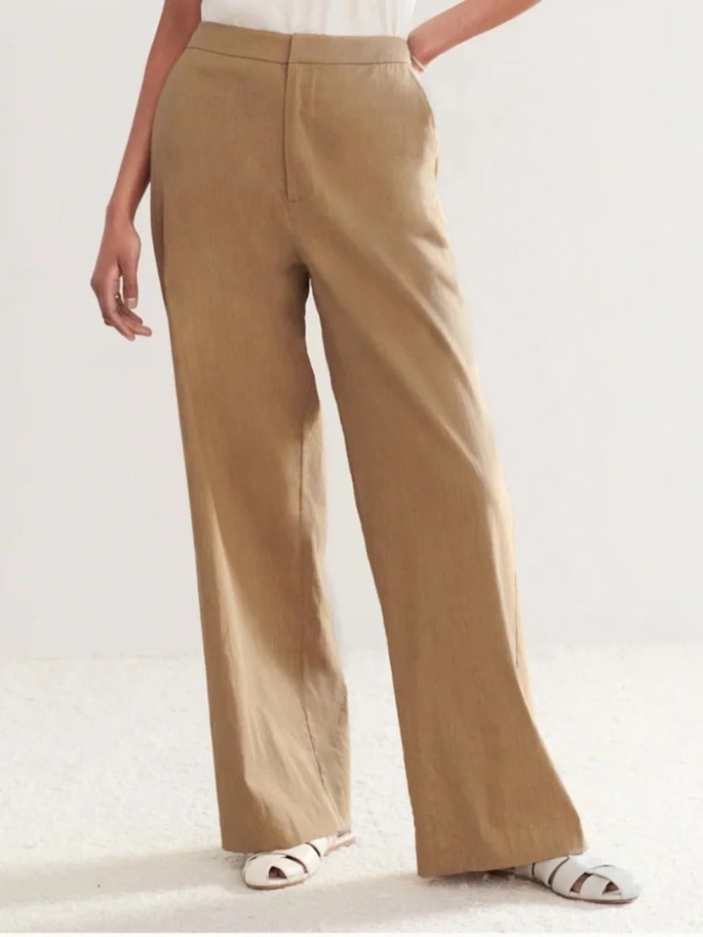 JENNI KAYNE Linen Keaton Trouser Pant in Khaki - size 0 🌟 - Image 1