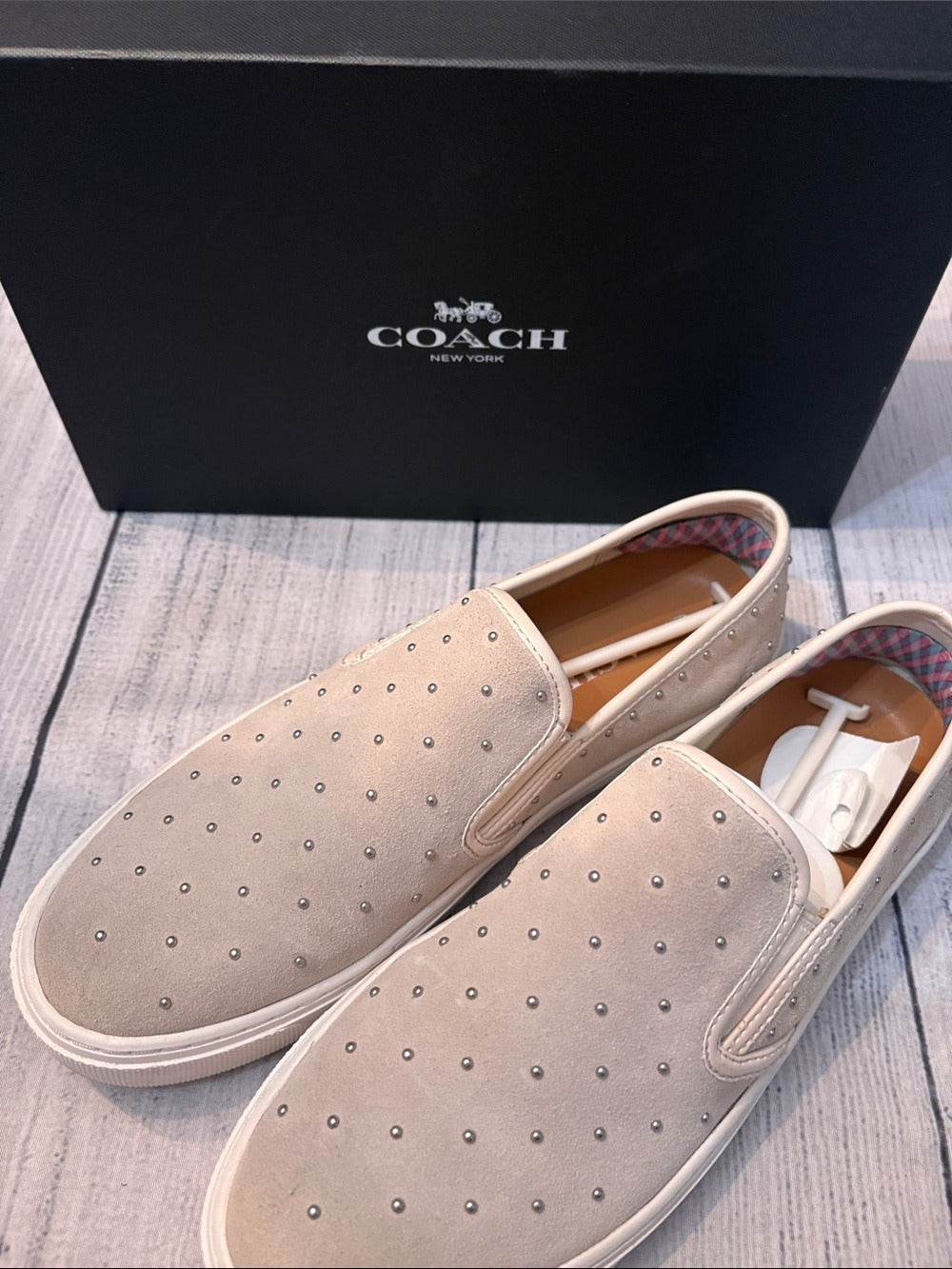 COACH Cameron Studded Suede Leather Flats Slip On Shoes - size 9.5 🌟 - Image 2