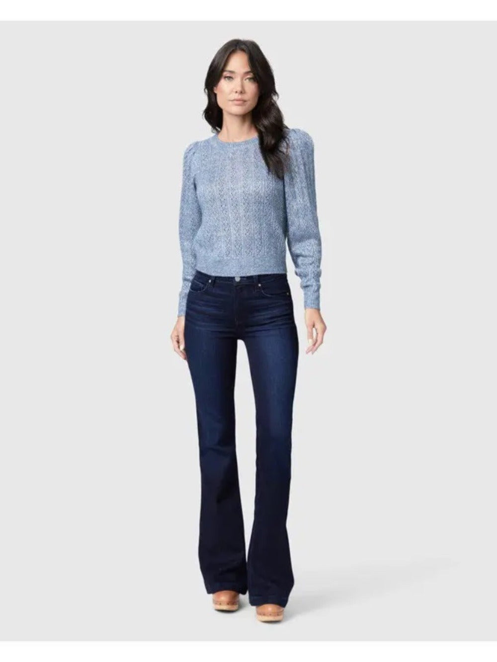 PAIGE Women's Athena Sweater Crew Neck Cropped Puff Sleeve - size small - Image 4