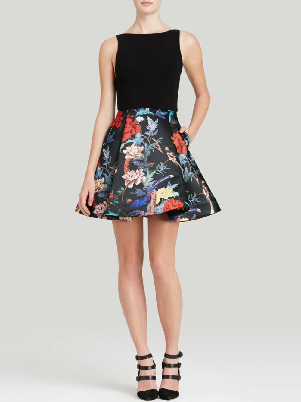 Alice + Olivia Amabel Bird Floral Print Cocktail Party Dress - size 4 - Image 1