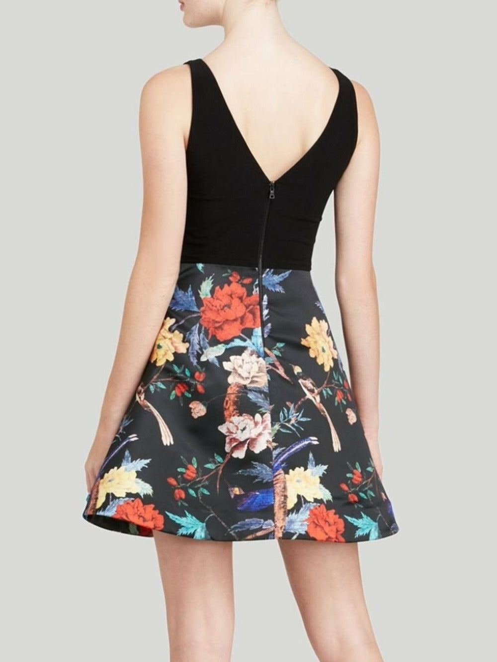 Alice + Olivia Amabel Bird Floral Print Cocktail Party Dress - size 4 - Image 2
