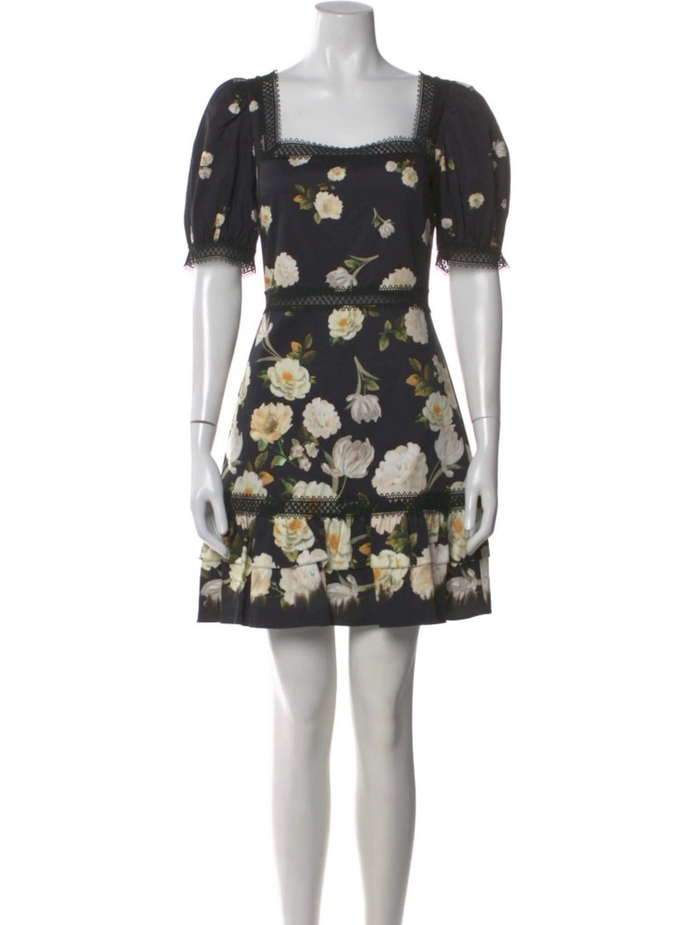 Alice + Olivia Wylie Floral Square Neck Puff Sleeve Dress - size 8 - NWT - Image 5