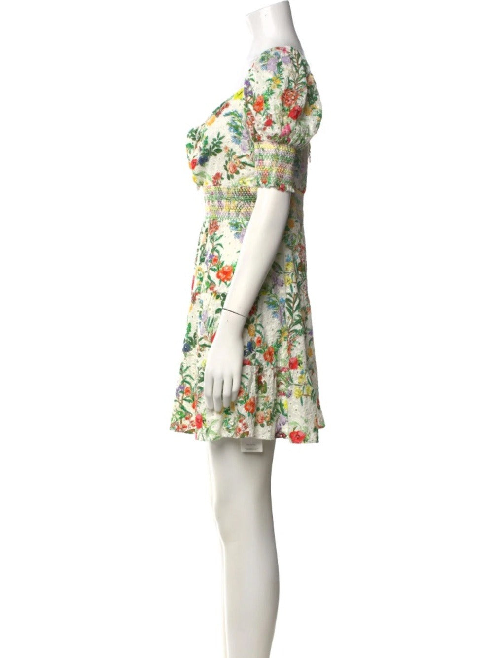 Alice + Olivia 'Kristie' Puff-Sleeve Mini-Dress, Off White/Multi - size small - Image 10