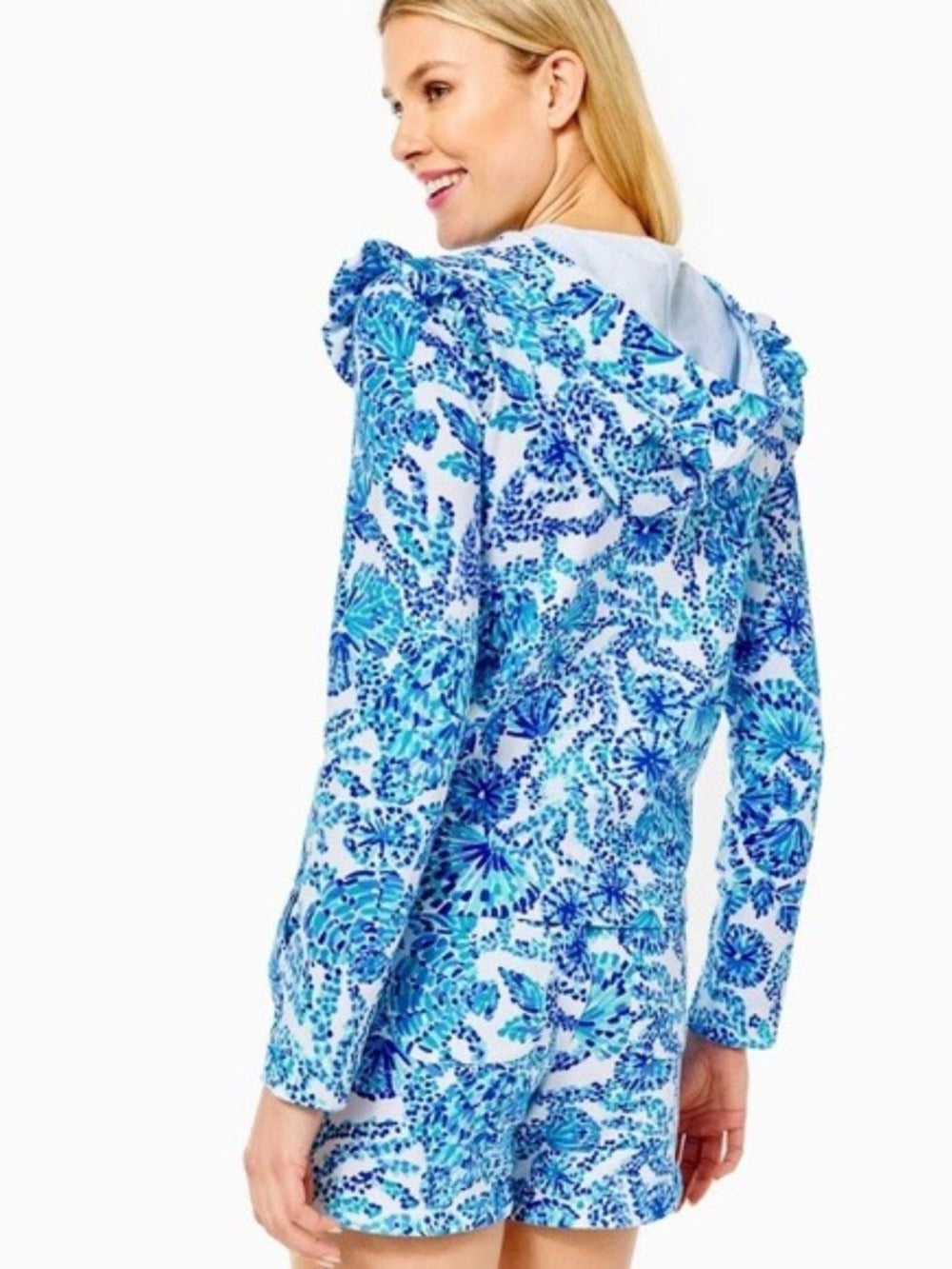 LILLY PULITZER AUDREY ZIP UP Jacket Hoodie Top Turquoise Oasis - size M 🌟 - Image 2