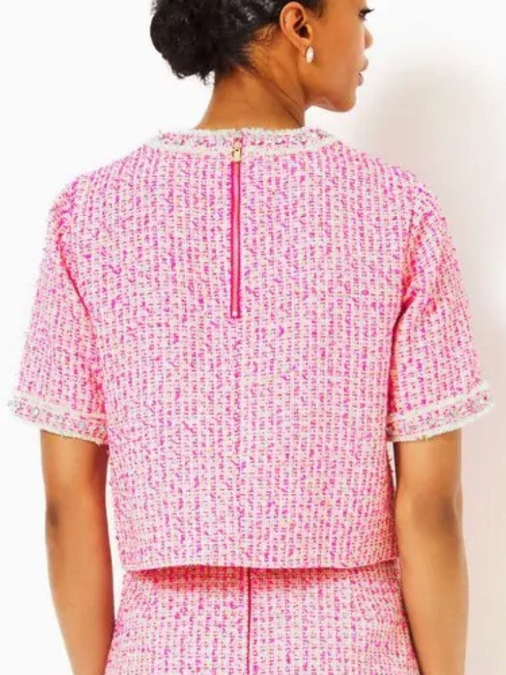 Lilly Pulitzer Folie Boucle Top - Pink Palms Fantasy Boucle - size 10 - Image 2