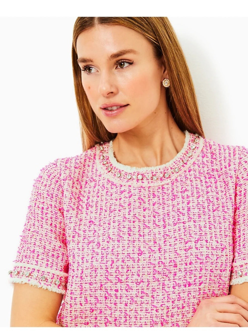 Lilly Pulitzer Folie Boucle Top - Pink Palms Fantasy Boucle - size 10 - Image 3