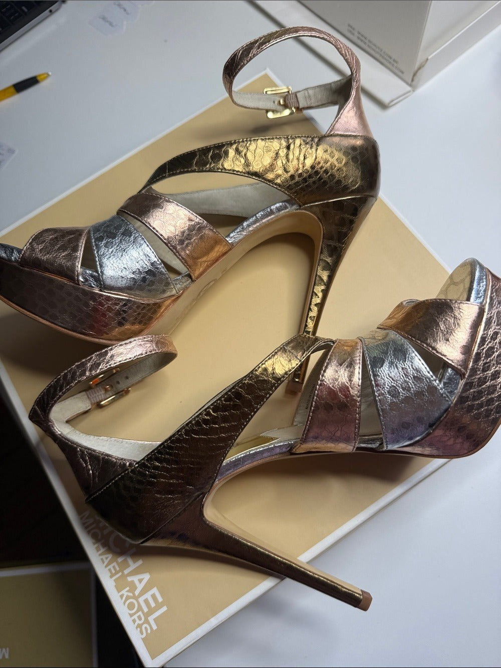 Michael Kors LEIGHTON ANKLE STRAP Rose Gold Sandals - size 7.5 🌟 - Image 7