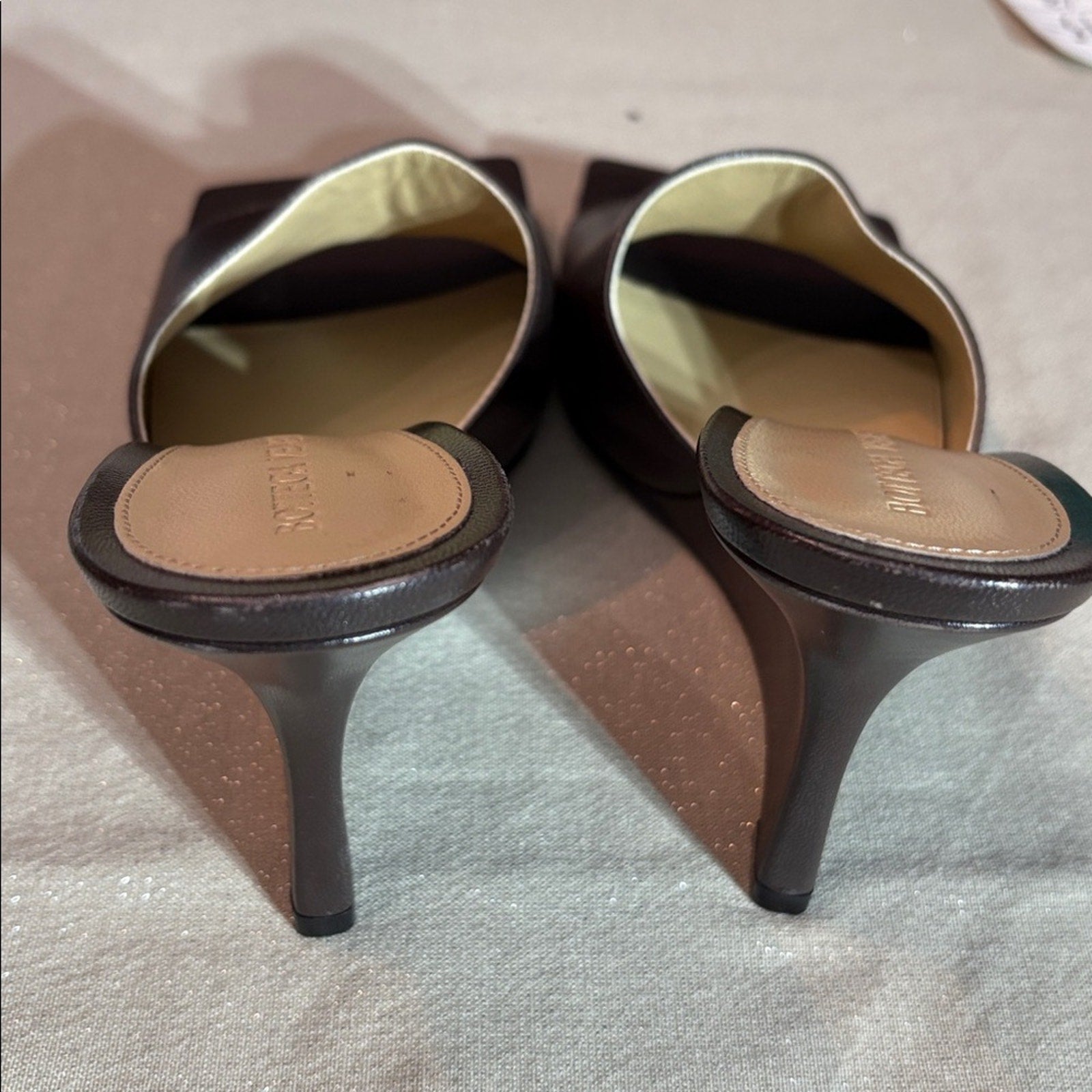 BOTTEGA VENETA Womens Brown Square Toe Wedge Slip On Leather Heeled Sandal - 39