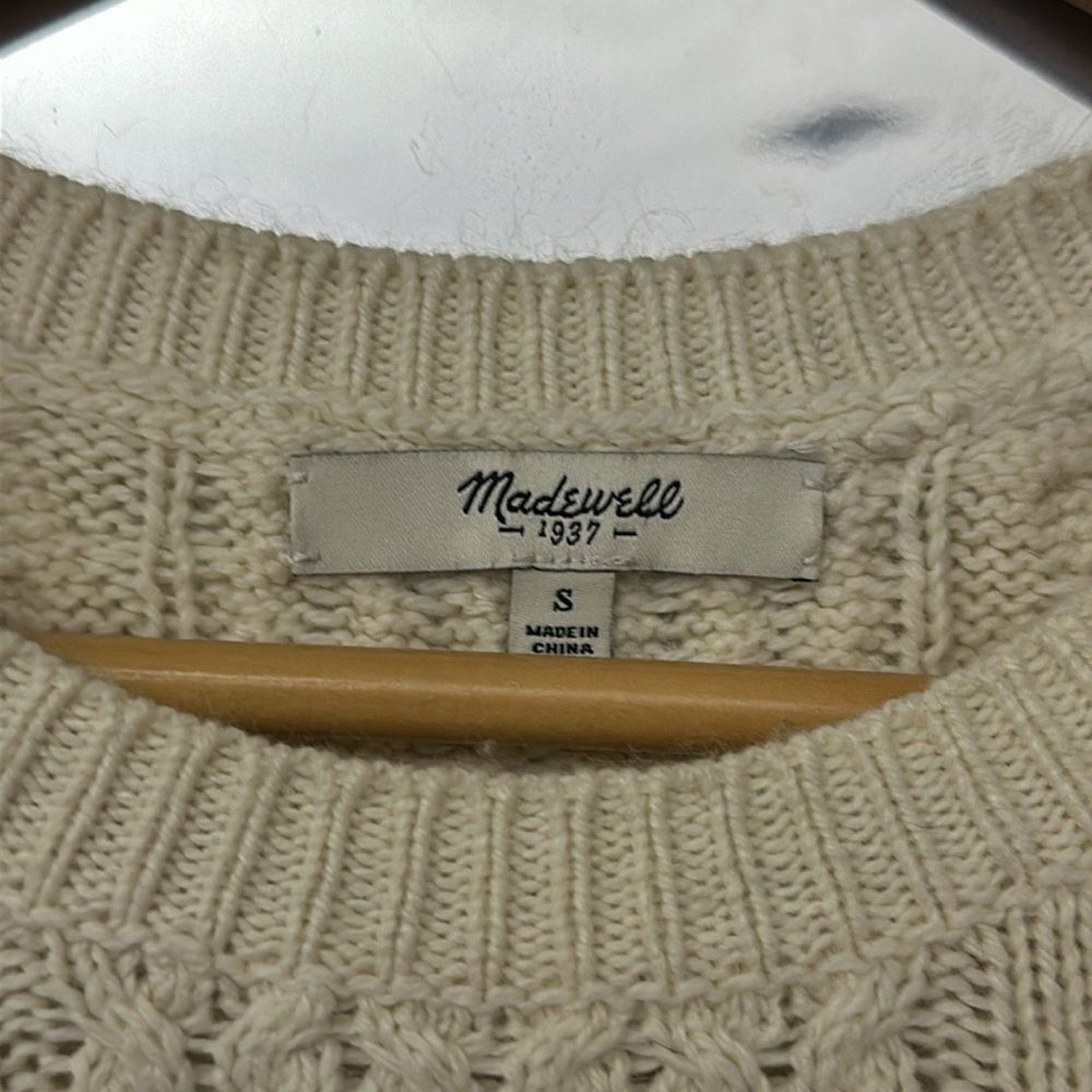 MADEWELL Women's Colorblock Cable Knit Sweater Size Small
