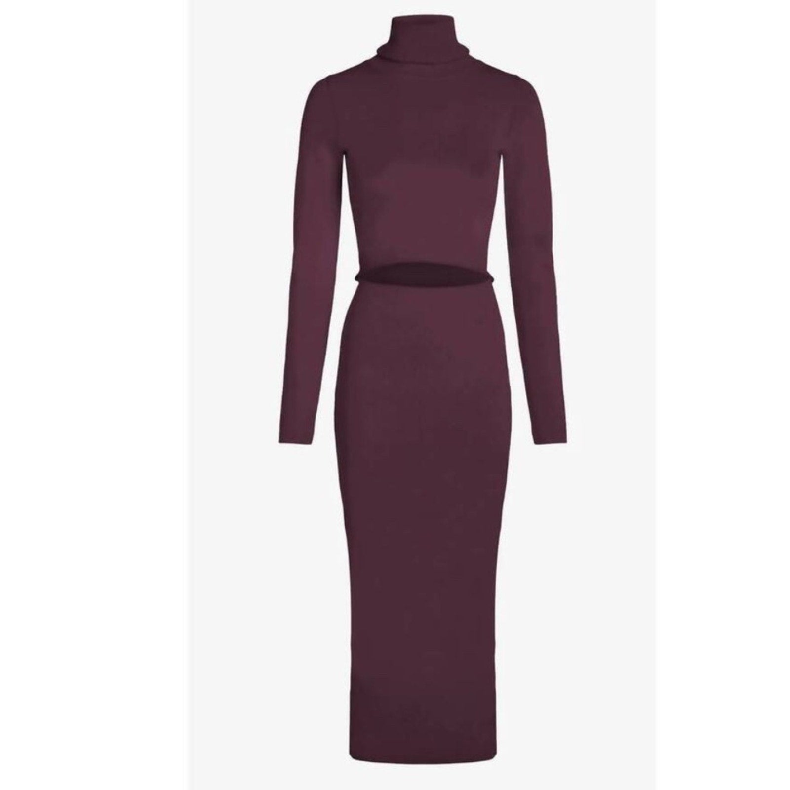 GAUGE 81 suno long sleeve cut out midi dress in merlot - size 38 (M)