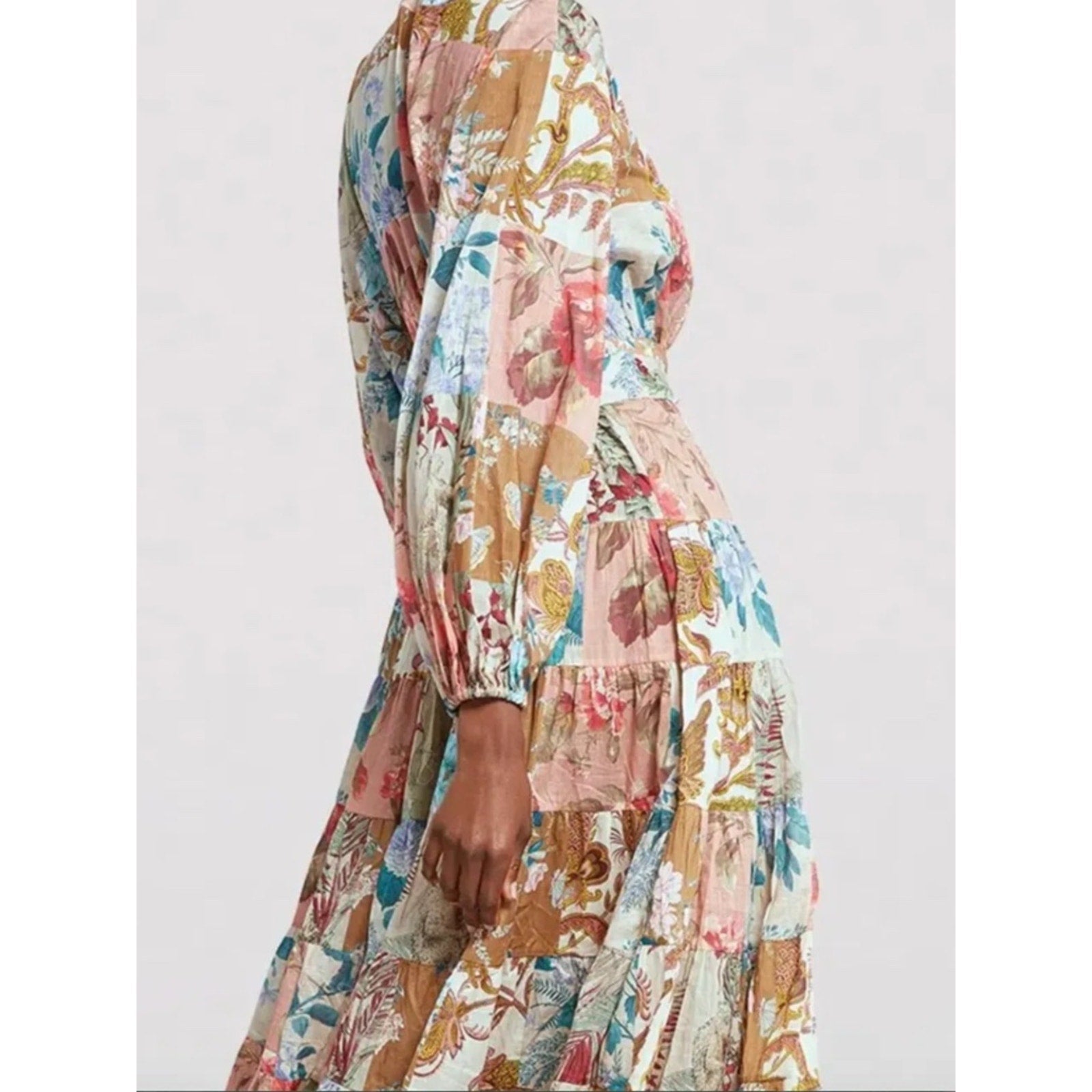 ZIMMERMANN Cassia Patchwork Floral Print Wrap Midi Dress - 0 (XS) 🌟