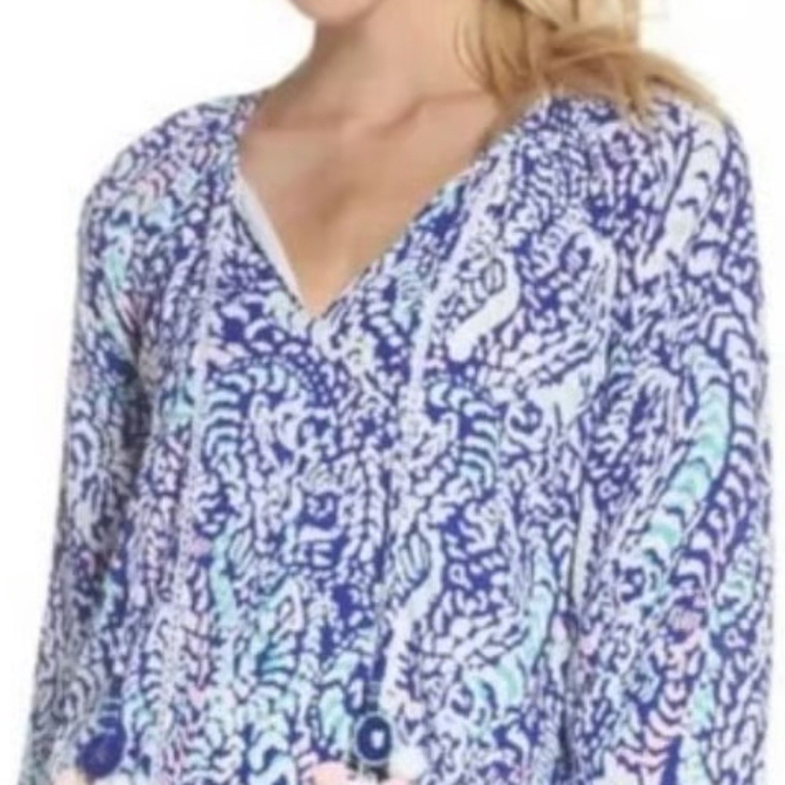 Lilly Pulitzer Blue Grotto Percilla Tunic Tassel Dress - size M