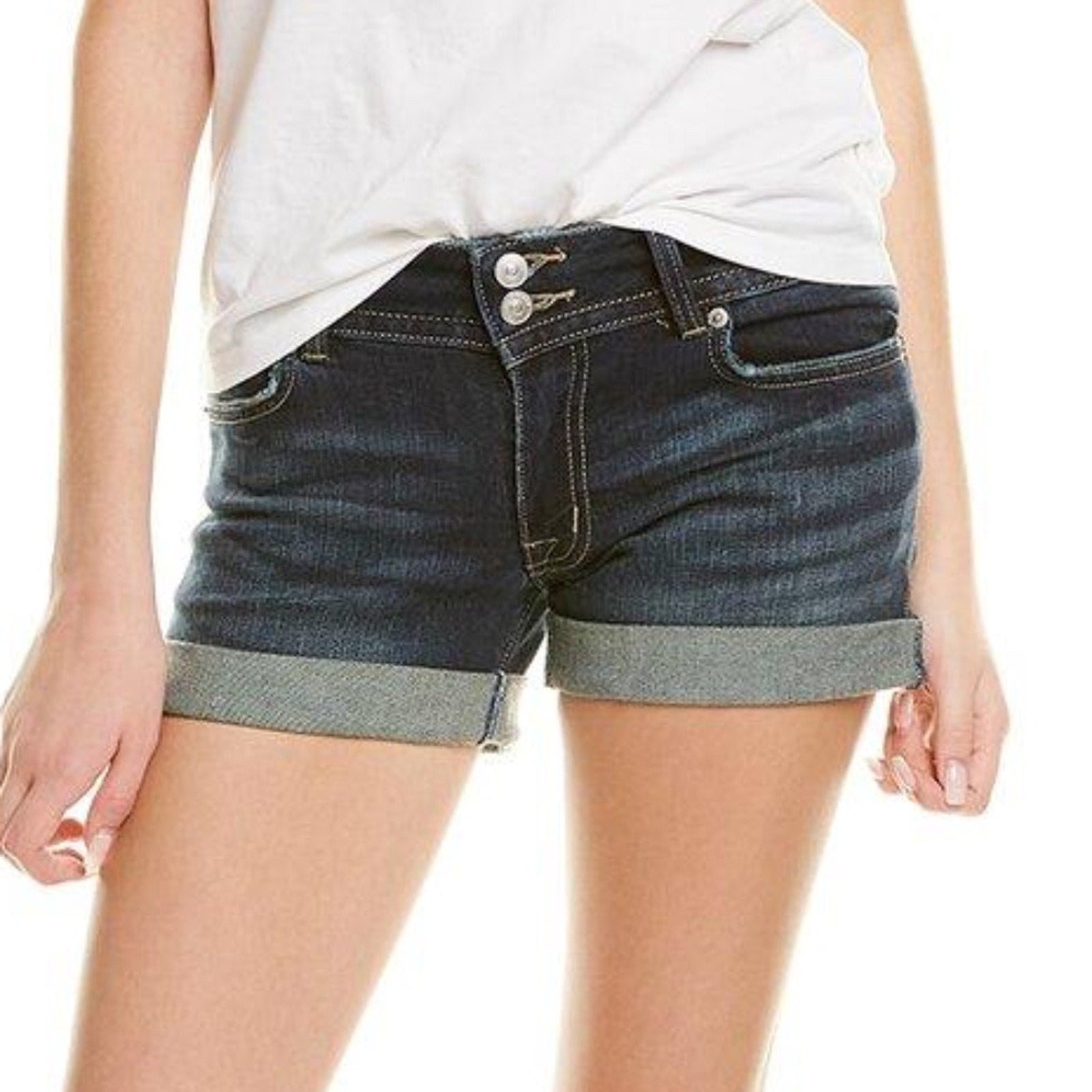 NWT Hudson Jeans Rolled Cuff Denim Ruby Shorts DEBORAH 24 NWT $145