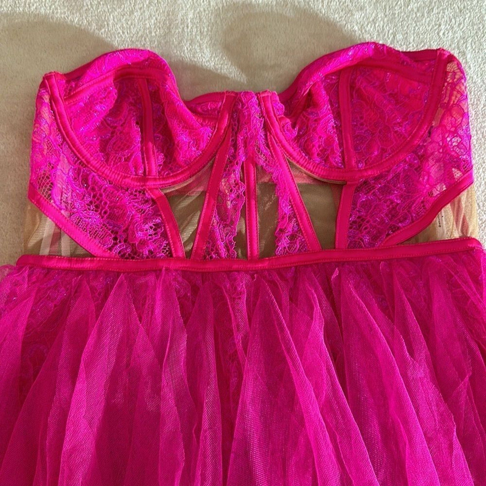 NWT FOR LOVE & LEMONS X Bustier Mini Dress - Pink - size Large
