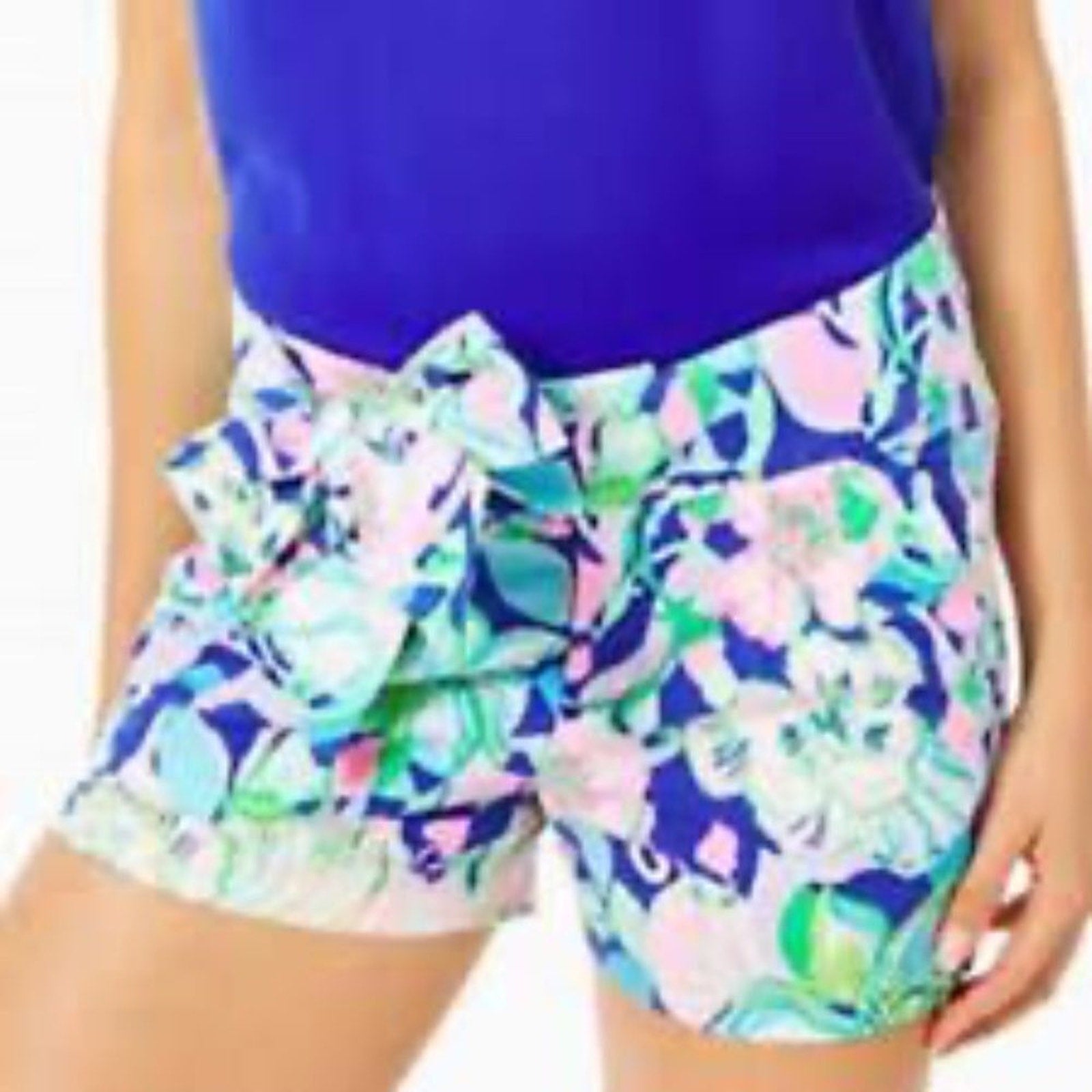 NWT Lilly Pulitzer Kaden Stretch Bow Short Multi Beak Calm Carry On - 10